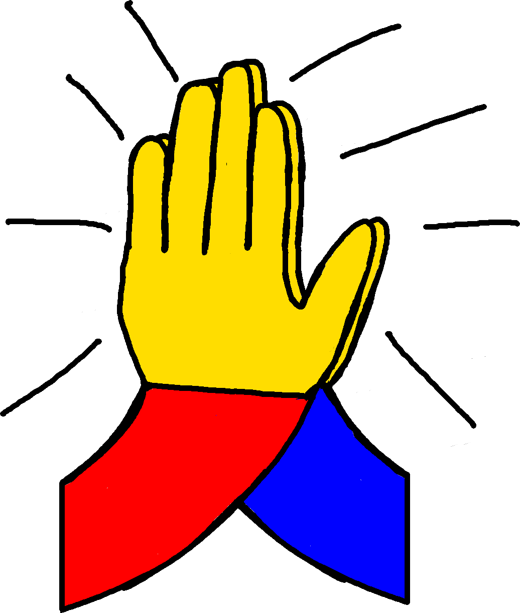 An emoji of two yellow hands high fiving